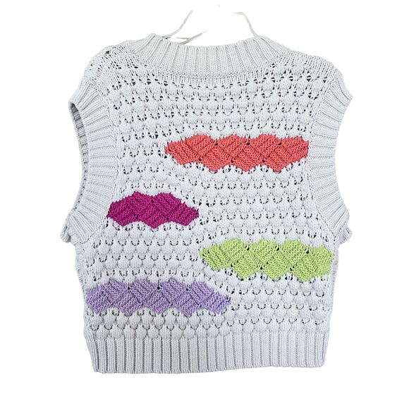 Zara ecru knit colorblock oversized vest size Small - Picture 5 of 9